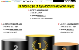 Les podiums du mois d'AOÛT de la PSF NIORT.