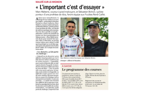 Article du Courrier de l'Ouest sur Sébastien Bichon le 17/06/19.