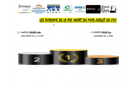 Les podiums du mois de JUILLET de la PSF NIORT.